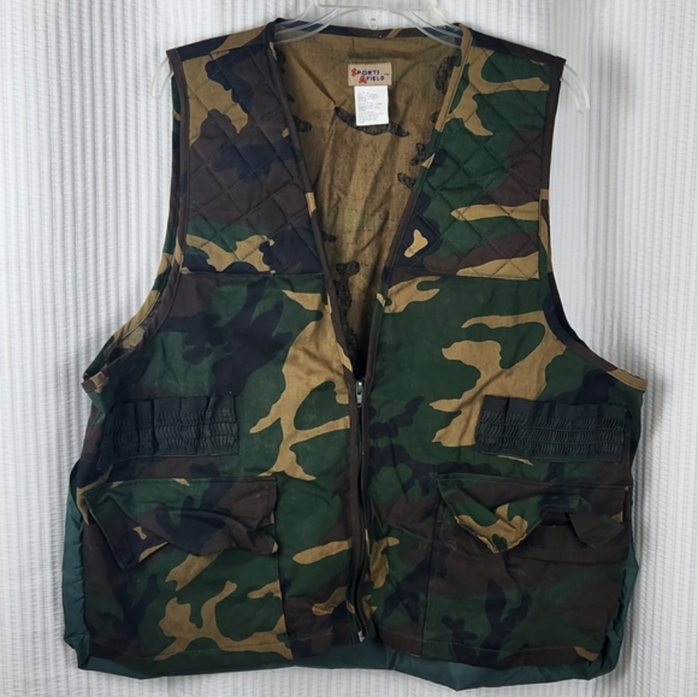 Sports A Field Camouflage VTG Hunting Sportsman Vest Size Large‎ Wild Game Deer